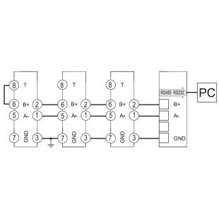 EM280 zapojení Modbus RS485 kaskáda