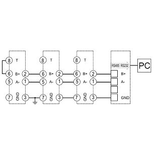 EM271 zapojení Modbus RS485 - kaskáda