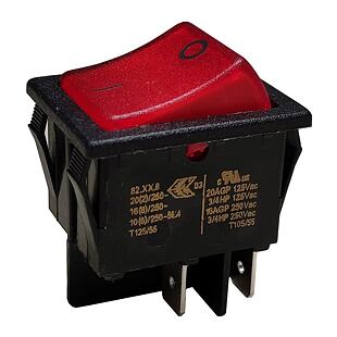 I4713 Kolébkový sp.2xON-OFF 16A/250V RED